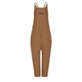 thumbnail image 3 of Cameland Plus Size Women Casual Jumpsuits Cold Shoulder Capris Pants Solid Suspender Straight Leg Pockets Rompers, 3 of 4