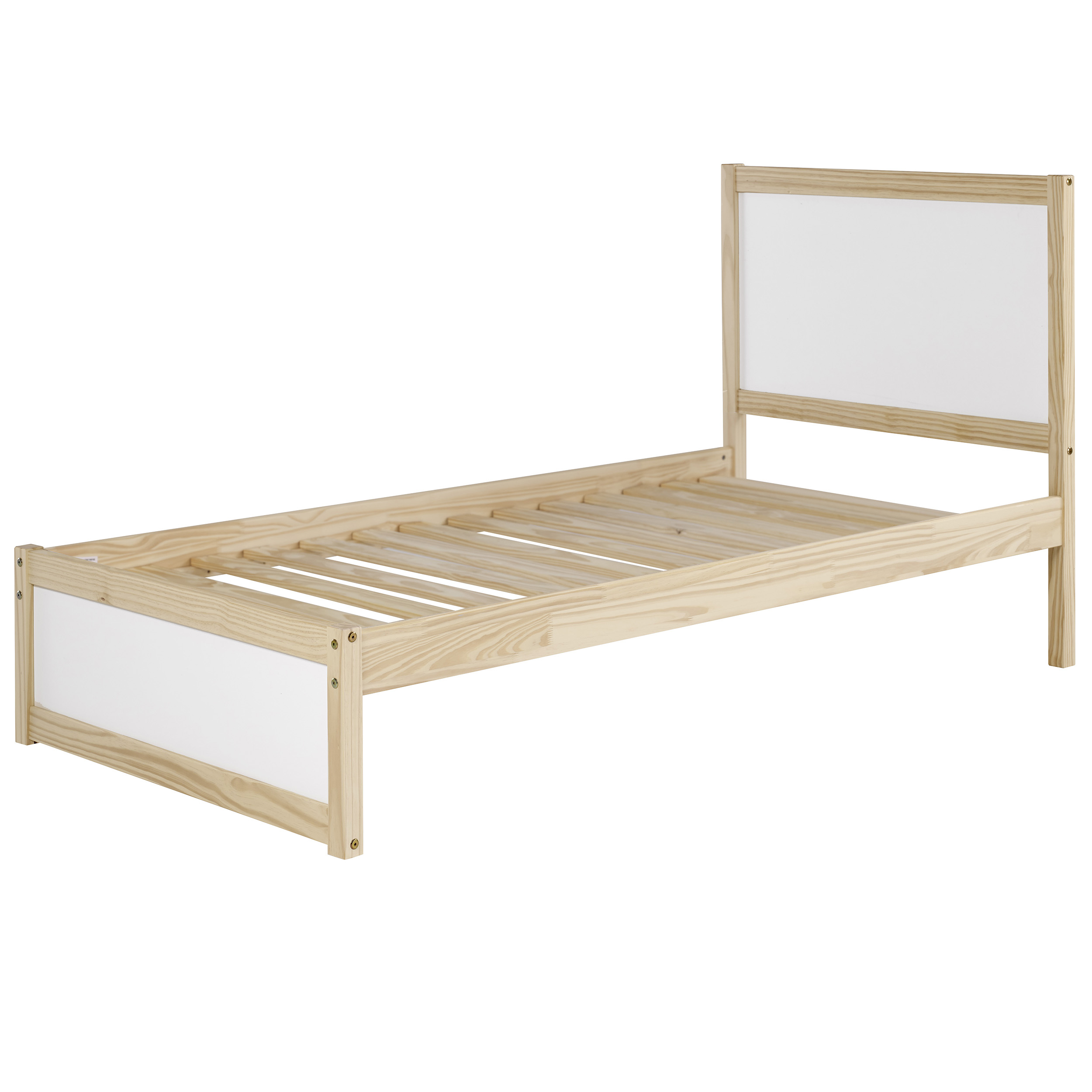 Alaterre MOD Pine Slat Bed, Twin, White/Brown