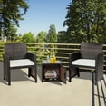 thumbnail image 4 of Patiojoy 3 Pieces Outdoor PE Wicker Bistro Set with Waterproof Cover for Porch Balcony Garden and Poolside, Off White Cushion, 4 of 9