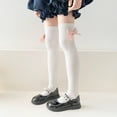 thumbnail image 5 of Godderr 2 Pairs Girls Knee High Socks Cotton Thigh High Socks for Baby Toddler School Uniform Socks Cute Bow Thigh Socks Fall, 5 of 9