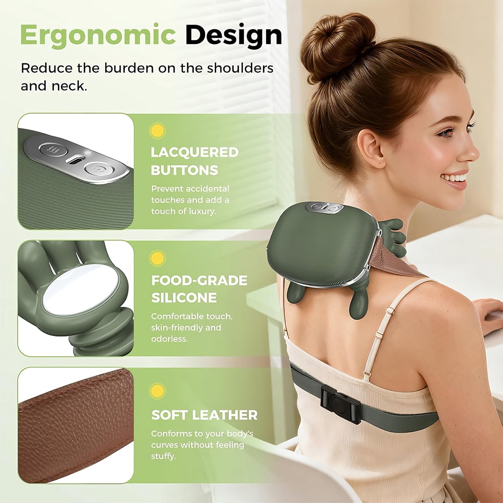 PEPWELL 4D Neck and Shoulder Heat Massager, Wireless Portable Neck Massager, Relieves Muscle Pain, Simulates Deep Tissue Massage of Human Hand, Ideal Gift