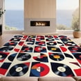 thumbnail image 2 of Design&I 5'x7' Washable Area Rug Music Vinyl Cd Record Retro Disc Grid Interlocking Soundwave for Guest Room, Lounge, Apartment, Flatweave & Daily Traffic Ready, 2 of 7