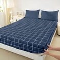 thumbnail image 3 of Feelyou Blue Stripes Buffalo Twin Sheet Sets, Simple Fashion Bedding, 3 Pieces, 3 of 7