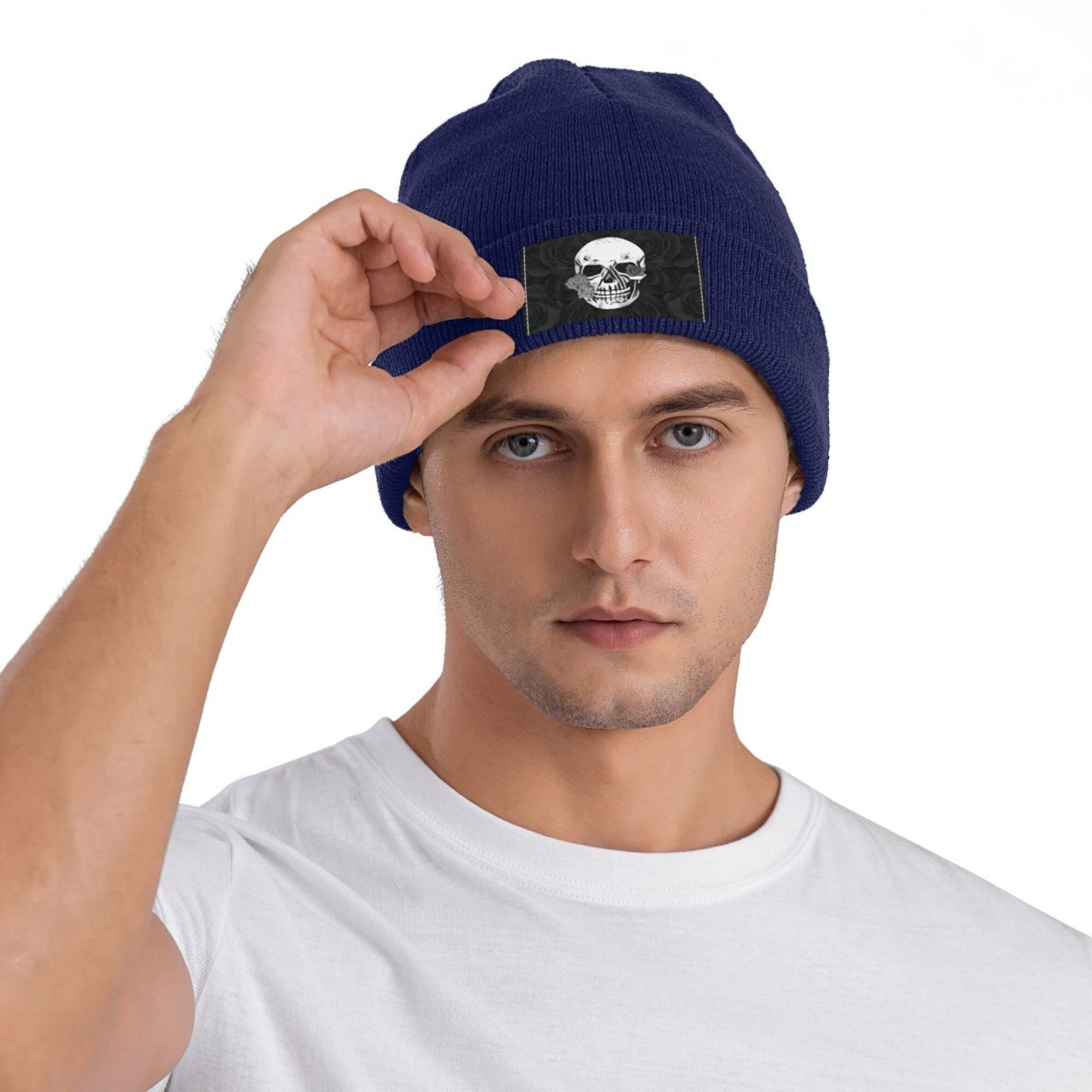 ZICANCN Aged Floral Skeleton Print Knit Beanie Hat, Winter Cap