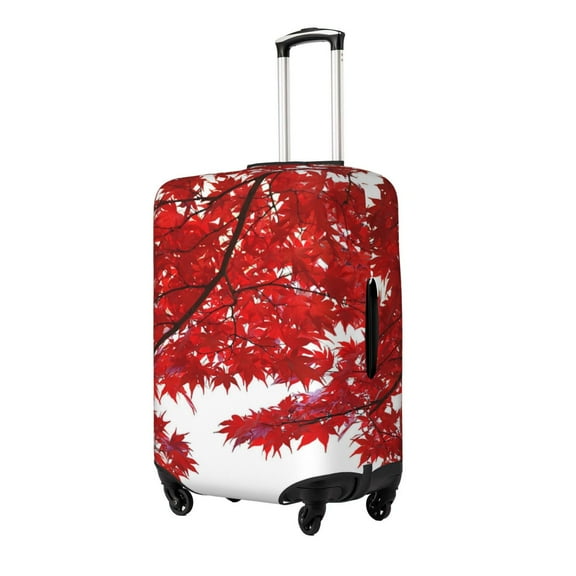 Xecao Red Maple Leaf Print Elastic Luggage Cover, Double-sided Print , Perfect for Travel, Business, and Daily Use (Suitcase Not Included)-Small