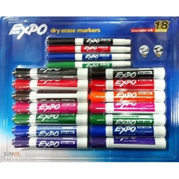 Expo Dry Erase Markets, Assorted Colors, 18 Count