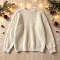 thumbnail image 4 of Ceisia Men's Solid Fuzzy Crew Neck Long Sleeve Knit Sweater Casual Warm Winter Pullover Top Gift, 4 of 7