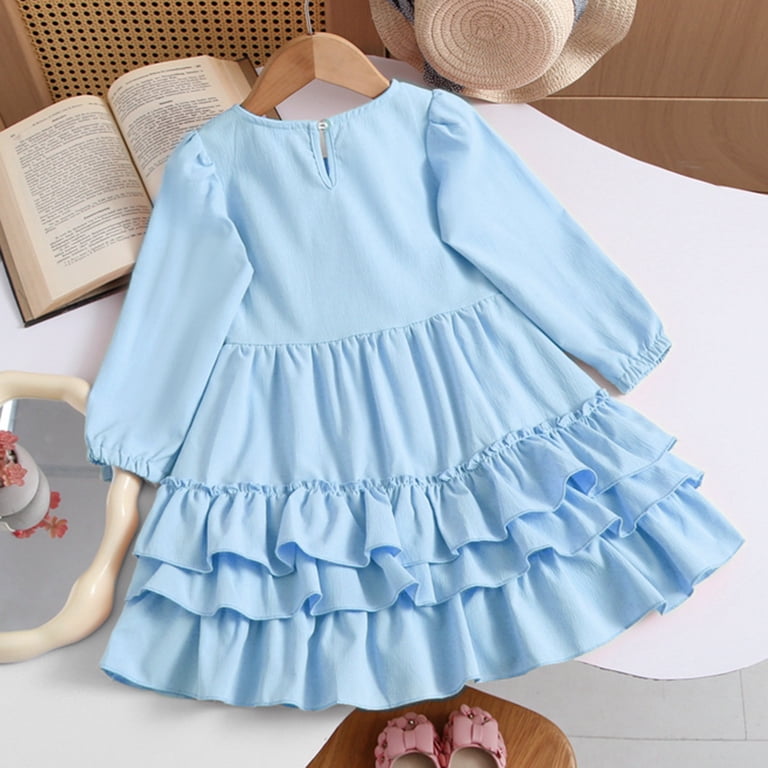 mgoYE Birthday Girl Dress Toddler Girl Dress Long Sleeve Dresses Fall  Winter Bowknot Casual Cake Dress Ruffle Ribbed Knit A-Line Swing  Dress(Blue,4-5 Years) - Walmart.com