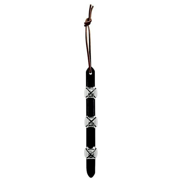 Weaver Leather Sleigh Bells Strap, Nickel Plated 3-Bell Door, Wreath, Swag, or Wall Hanger, 10.5 in Black Leather Strap