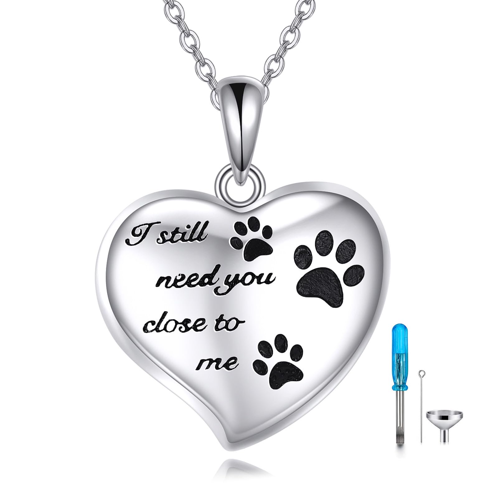YAFEINI Pet Ashes Necklace 925 Sterling Silver Dog Cremation Jewelry Pet Urn Necklace for Ashes Keepsake Jewelry for Pets Dogs and Cats