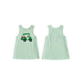 thumbnail image 2 of BemeyourBBs Toddler Baby Girl Gold Dress Outfits Summer Tank Overall Dress Golf Bow Embroidery Stripe Sleeveless Round Neck A-Line Dress, 2 of 9