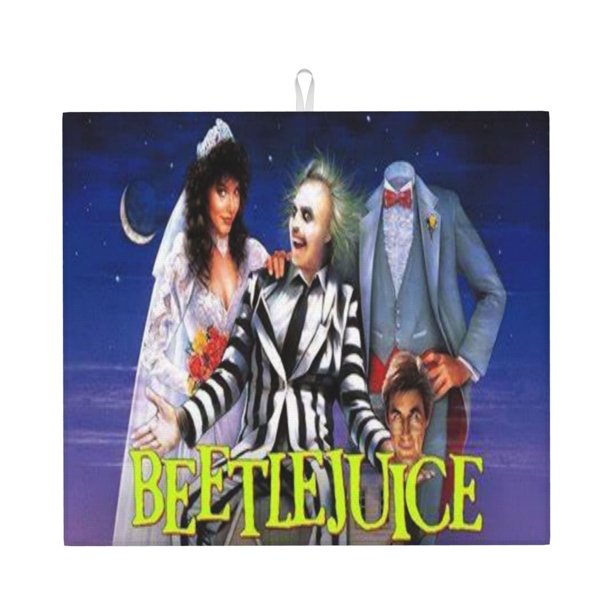 Alfombrilla para secar platos Beetlejuice XL, alfombrilla de microfibra muy absorbente para encimera de cocina, almohadilla para secar platos, utensilios, ollas y sartenes, extragrande de 16" x 18"