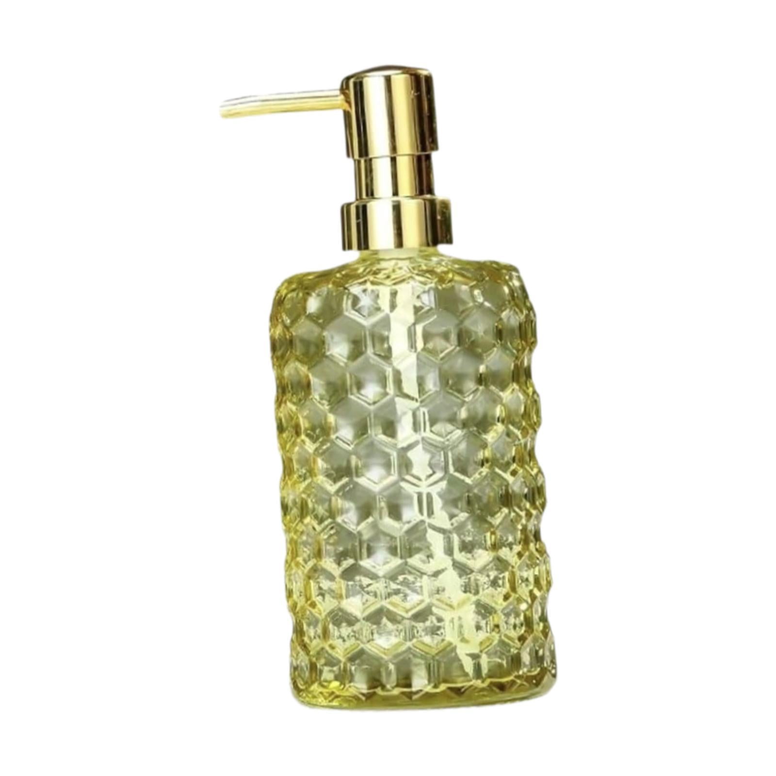 Fancyes Glass Pump Soap Dispenser Lotion Dispenser Decor 500ml Stylish Shower Gel Bottle Lotion Bottle Hand Pump for Home Salon Hotel Yellow