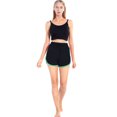 thumbnail image 2 of Teen Girls High Drawstring Waist Workout Sports Track Shorts,Running Shorts Athletic Gym Yoga PE Shorts,Super Comfy Casual Sporty Lounge Short Pants Dolphin Shorts,S-4XL Black Green Lines, 2 of 9