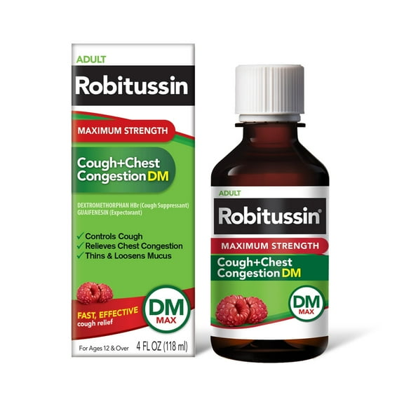 Robitussin Max Strength Cough Congestion DM and Cold Medicine, 4 fl oz