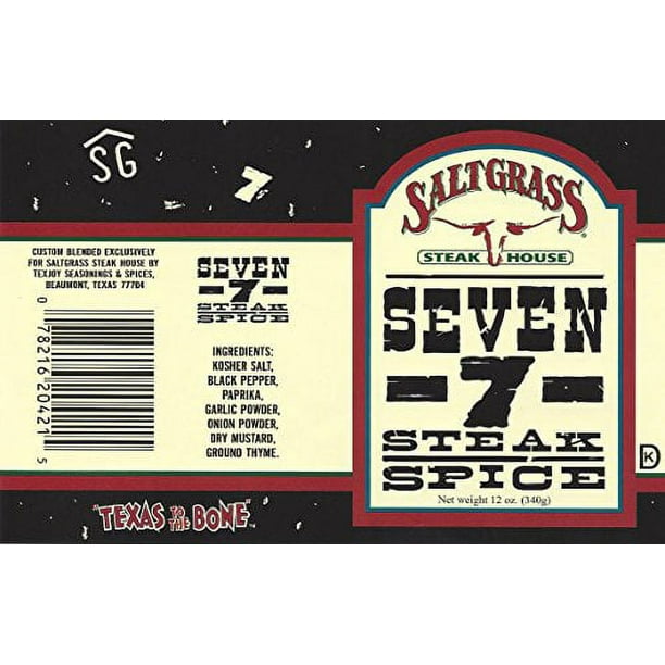 Saltgrass 7 Spice Steak Seasoning 12oz Container (Pack of 6) Steakhouse