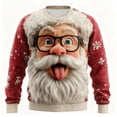 thumbnail image 3 of Gyexs Christmas Sweater Men Funny Santa Graphic Sweater Christmas Sweatshirt Couples Xmas Party Pullover Shirts #05 Watermelon Red & Size XXXL, 3 of 3