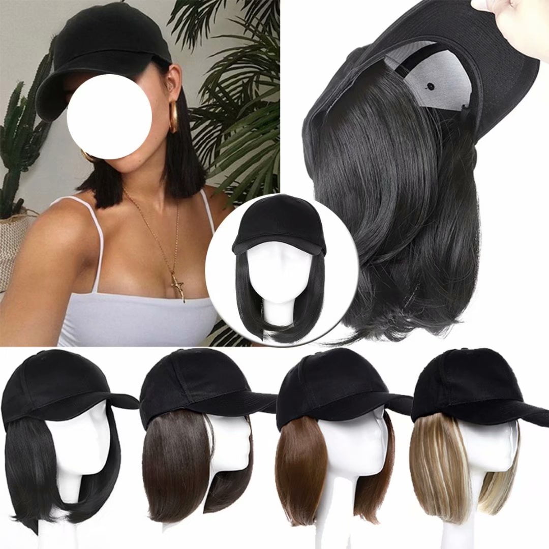 SEGO Baseball Hat with Hair Extensions Cap Wig Full Wigs Real Hair