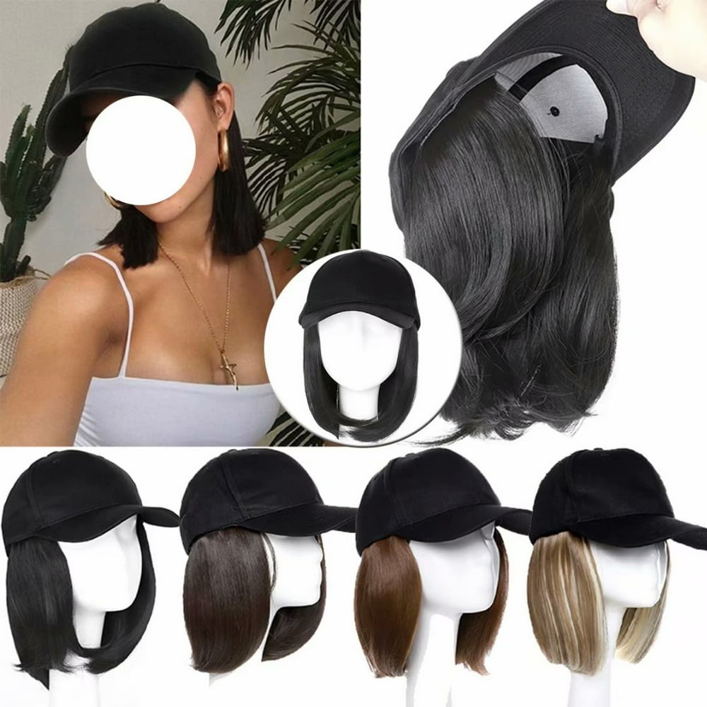 SEGO Baseball Hat with Hair Extensions Cap Wig Full Wigs Real Hair