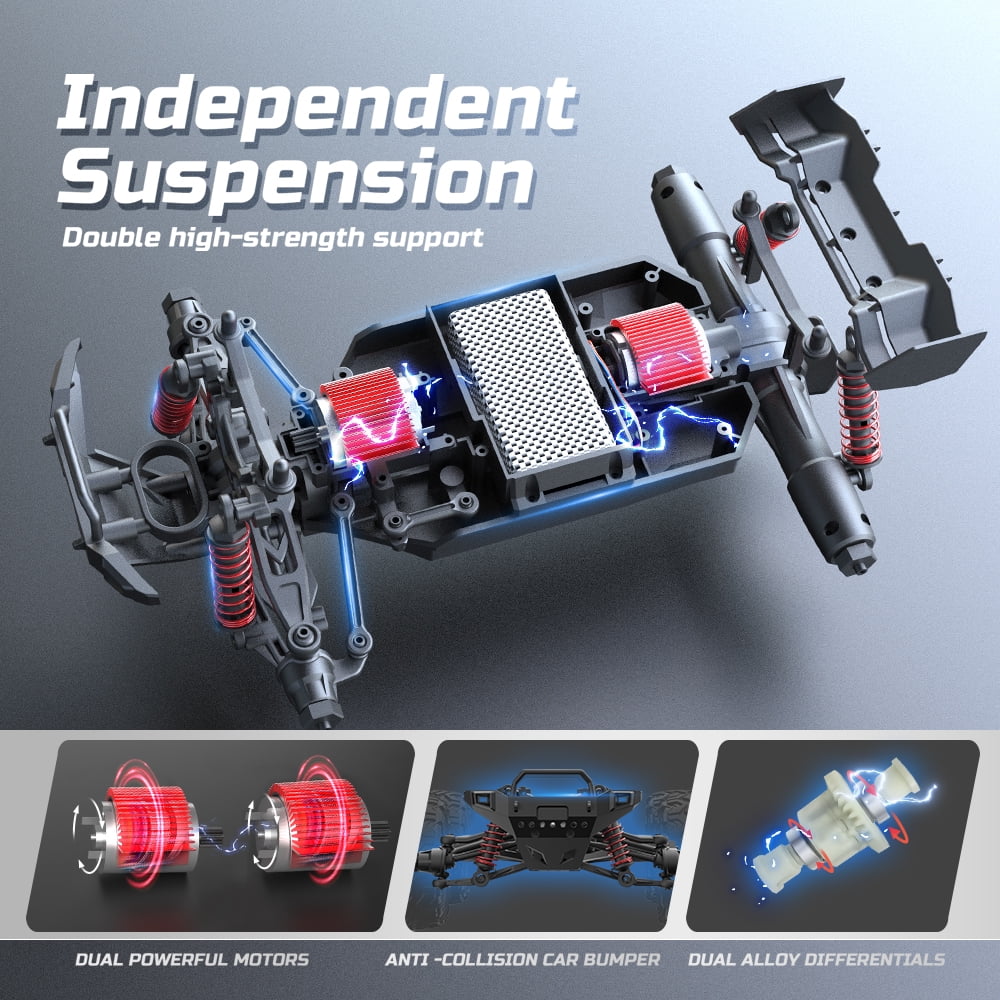 1:16 Remote Controlled RC Car Offroad 40 km/h Monster Truck Buggy 4WD Truck Car with 40+ Minutes Playtime Toy