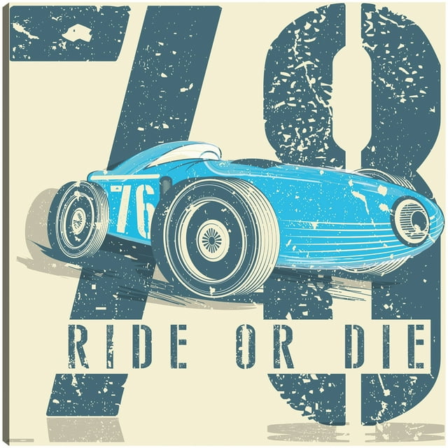 Cuadro Decorativo - Póster de coche de carreras azul vintage