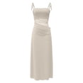 thumbnail image 3 of Women's Lace Splicing Cutout Maxi Dress Square Neck Sleeveless Bodycon Long Dress with Sheer Corset, Mother of The Bride Dresses, Formal Wedding Guest Dress(Beige,S), 3 of 3