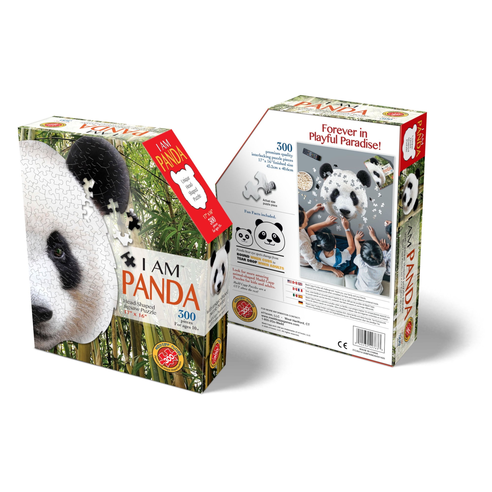 Madd Capp PANDA 300 Piece Jigsaw Puzzle For Ages 10 and up - 6014 - Unique-Shaped Border, Challenging Random Cut, Deluxe Five-Sided Box Fits on Bookshelf, Includes Educational Madd Capp Fun Facts