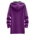thumbnail image 4 of Lixiuxyad Fuzzy Hooded Jacket Women's Autumn And Winter Solid Color Mid Length Fleece Lined Zipper Jacket Purple, 4 of 5