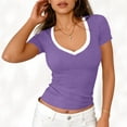 thumbnail image 3 of Zpzdpjkx Womens Tops 2026 Short Sleeve Deep V Neck Tee Shirts Summer Ribbed Slim Fit Knit Tunic Blouse, 3 of 6