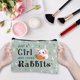 thumbnail image 5 of Bolsa de maquillaje con diseño de conejo, bolsa de lona para cosméticos, polialgodón, multiusos, con cremallera, neceser de viaje, monedero, 5 of 9