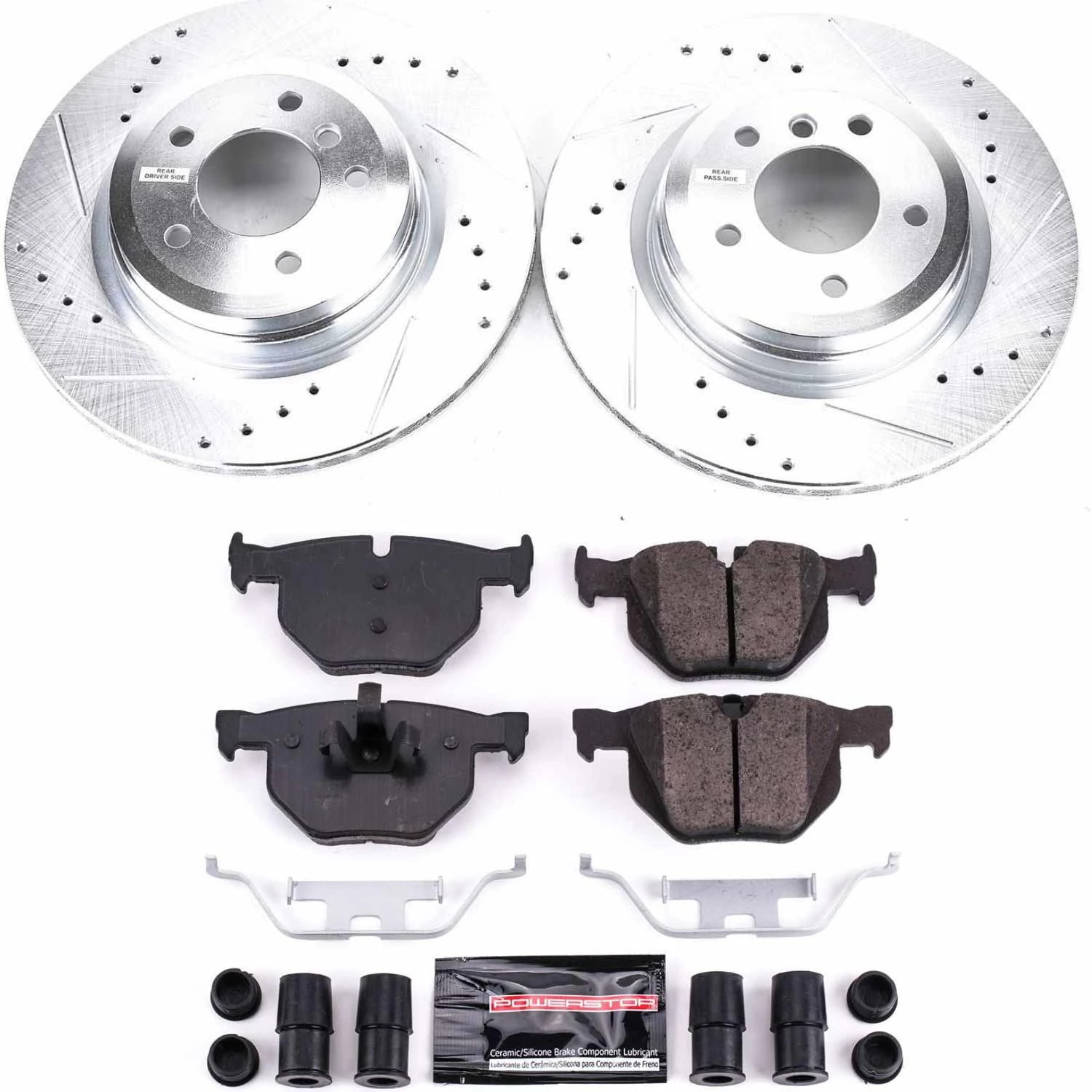 PowerStop Rear Z23 Evolution Sport Carbon-Fiber Ceramic Brake Pad and Drilled & Slotted Rotor Kit Fits: BMW Select Models K045