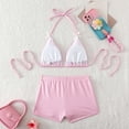 thumbnail image 6 of Two Piece Swimsuit, 2 Piece Swimsuit for Women, Two Piece Swimsuit for Women, Women's Gingham Plaid Swimsuits Bow Triangle Halter Shorts Bottoms Bikini Sets Bathing Suit, Light pink S, 6 of 8