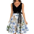 thumbnail image 5 of LWavelet Women's Sleeveless Scalloped Neck Fit-and-Flare Dress, Bunny & Easter Egg Print with Satin Bow Belt for Easter & Casual Outfits Light Blue 2XL, 5 of 5