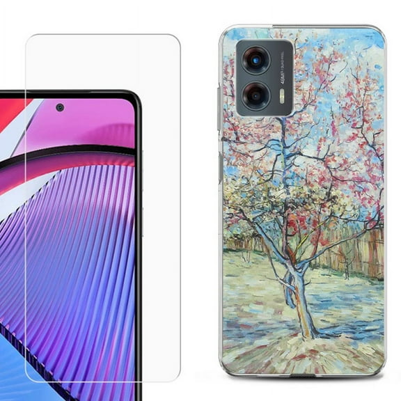 OneToughShield ® Compatible with Motorola Moto G 5G 2023, Shockproof Phone Case, with Tempered Glass Screen Protector - Blossom Tree