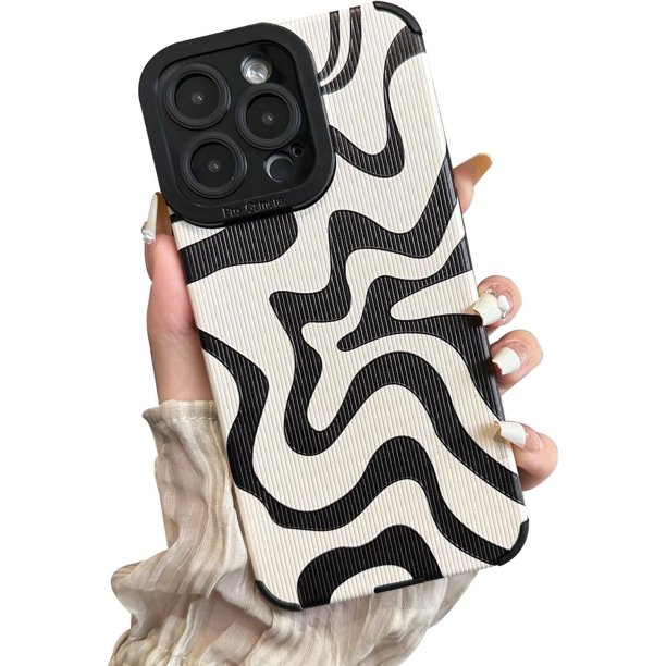 Funda para iPhone 13 Pro Max, de piel sintética suave de TPU y con un bonito diseño ondulado, ideal para mujeres y niñas. Delgada, protectora y a prueba de golpes, compatible con iPhone (beige,