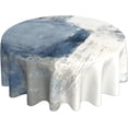 thumbnail image 1 of Blue Grey Abstract Round Tablecloth 60 Inch Washable Reusable Art Painting Decoration Table Cover for Kitchen Party, 1 of 7