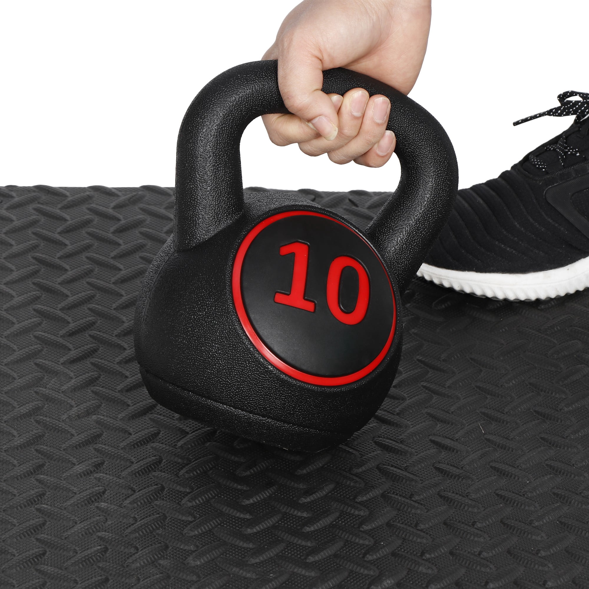 ZENY 3-Piece Kettlebell Exercise Fitness Weight Set with Storage Rack, 5 10 15lbs