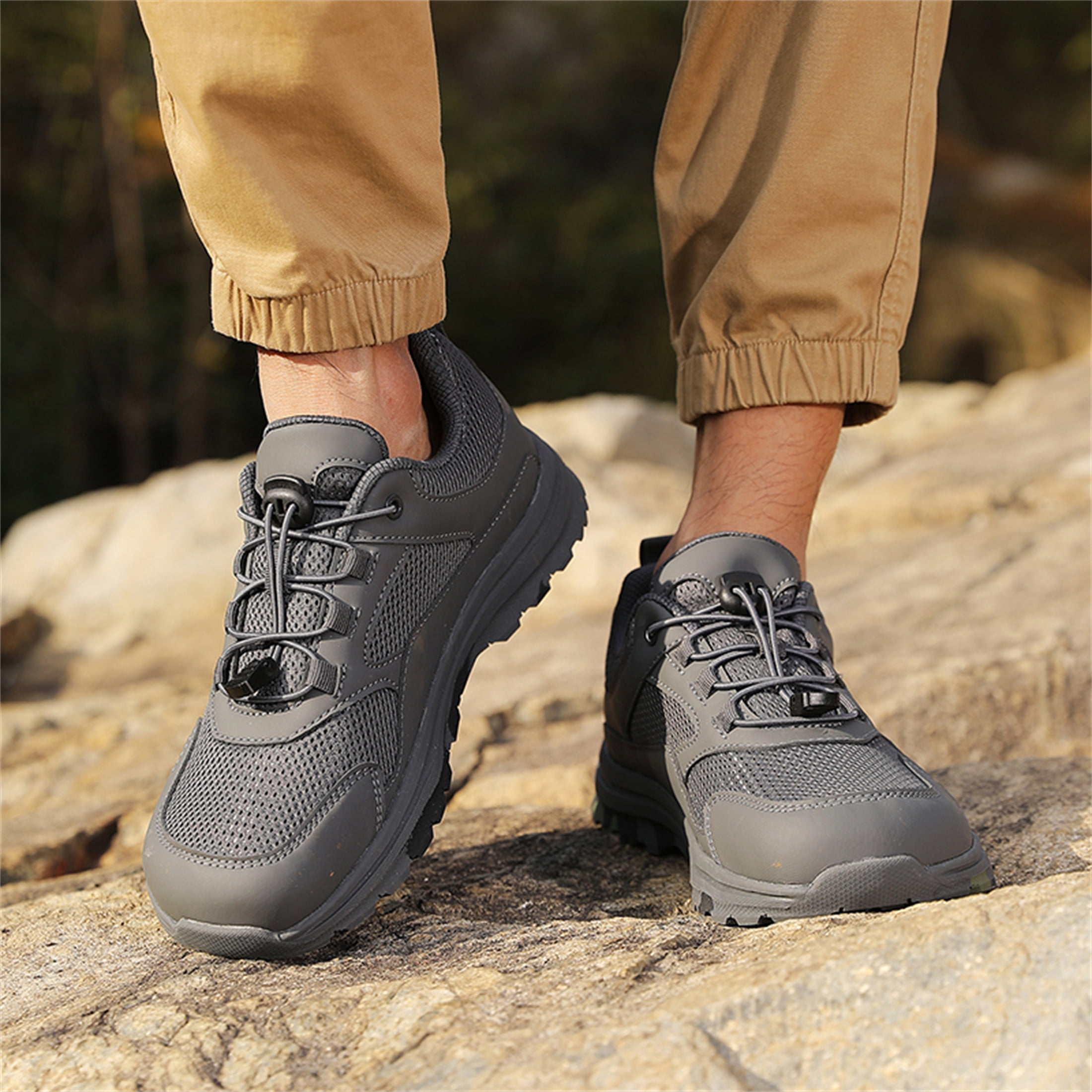 YOURDIARY Mens Lightweight Hiking Shoes Breathable Non-Slip Outdoor Trekking Shoes