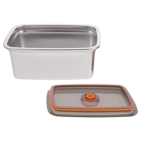 MERRYHAPY Stackable Stainless Steel Fridge Box Silver Food Preservation 1Pack