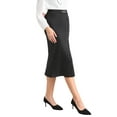 thumbnail image 4 of INSPIRE CHIC Women's Satin Skirt Elegant Work Elastic Waist Silky Midi A-Line Skirts XL Black, 4 of 5
