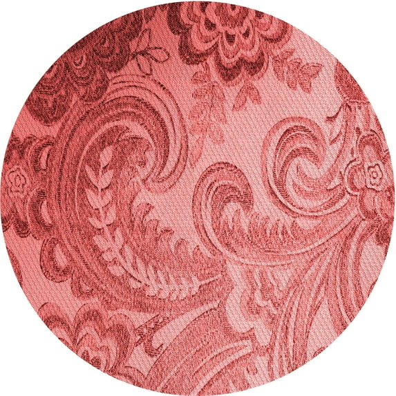 Ahgly Company Machine Washable Indoor Round Transitional Red Area Rugs, 6' Round