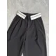 thumbnail image 3 of Pantalones rectos plisados negros de estilo urbano de cintura alta informales, moda coreana, pantalones holgados de pierna ancha Y2K para mujer, ropa femenina, 3 of 6