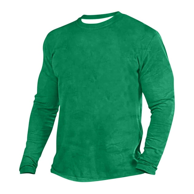 Jalioing T-Shirt à Manches Longues pour Homme, Mode Classique, Couleur Unie, Col Ras du Cou, Chandail, Tee, Décontracté, Basique, Chemises, Hauts
