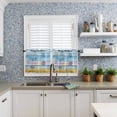 thumbnail image 6 of Merry Christmas Kitchen Curtains and Valances Set, Washing Machine Clothes Blue Yellow Woodcuts Rod Pocket Window Valance Window Curtain Panels for Living Room Bedroom Laundry, 27.5x24in, 3 Pieces, 6 of 7