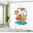 thumbnail image 4 of Ambesonne Animals Shower Curtain, Cartoon Giraffe Lion Boat, 69"Wx75"L, Dark Yellow and Burnt Sienna, 4 of 4