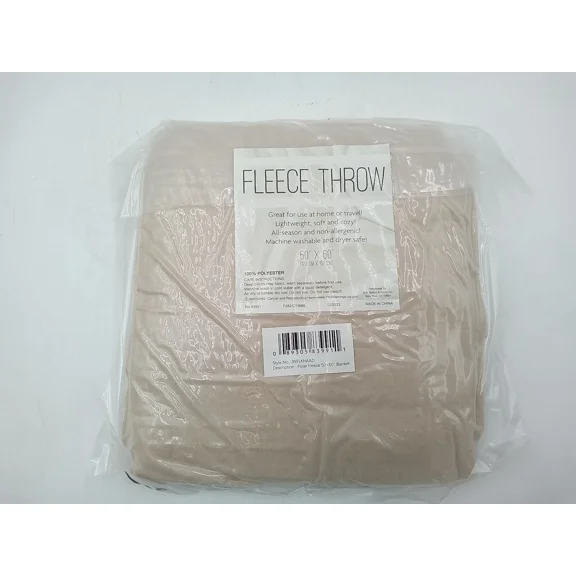 Polar Fleece 50" X 60" Throw Blanket Tan
