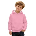 thumbnail image 4 of GobdXE Solid Cotton Blend Girls Pullover Hoodie Long Sleeve Waffle Texture Kangaroo Pocket Bubble Sleeve Loose Casual Children Sweatshirt,11-12 Years(Pink), 4 of 6