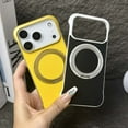 thumbnail image 5 of Magnetic Stand Slim Case for iPhone 11 Pro Max, Compatible with MagSafe, PU Leather Ultra-Thin Bumper Frameless Borderless Minimalist Design Shockproof Cover with Kickstand for Men Women, Yellow, 5 of 10