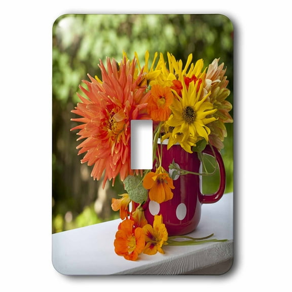 3dRose, Autumn flowers in a polka dot mug, single toggle switch