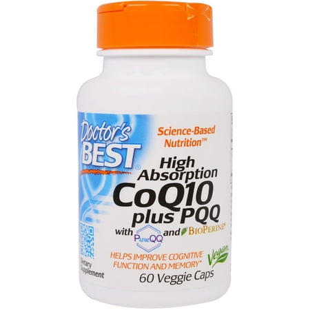 Doctor's Best, High Absorption CoQ10, 100 mg, plus PQQ, 20 mg, with PureQQ and BioPERINE, 60 Veggie Caps(pack of (Best Pqq On The Market)